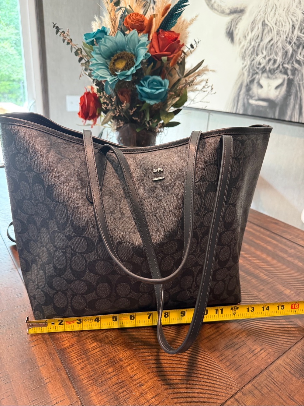 Coach Black Signature Canvas Tote